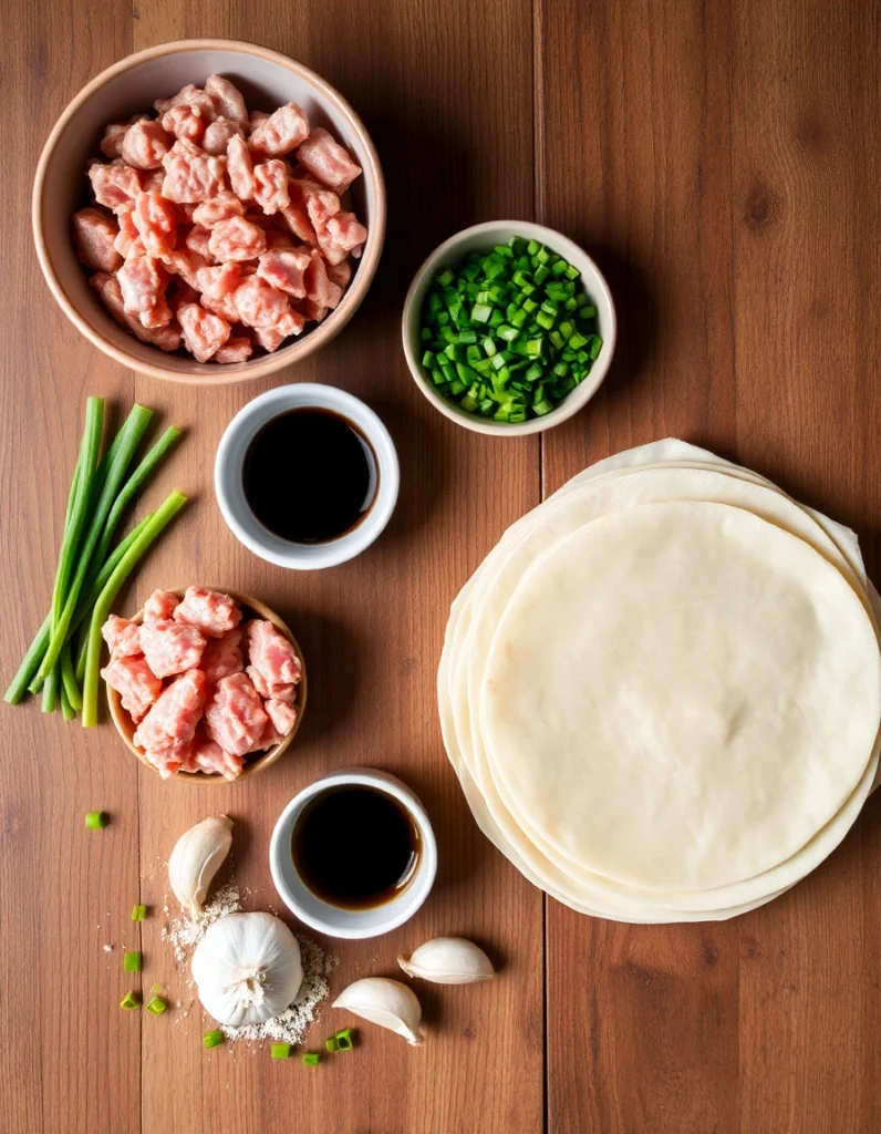 Delicious Pork Chive Dumplings served on a plate with dipping sauce.